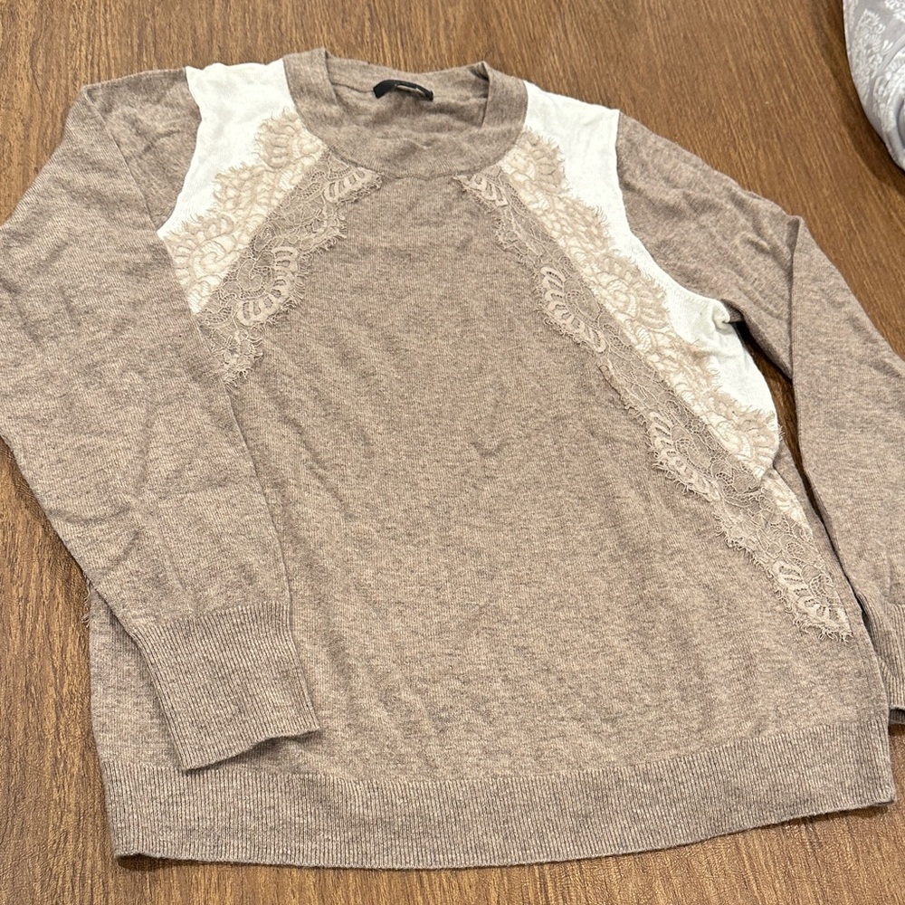 Brown and Cream Lace Sweater